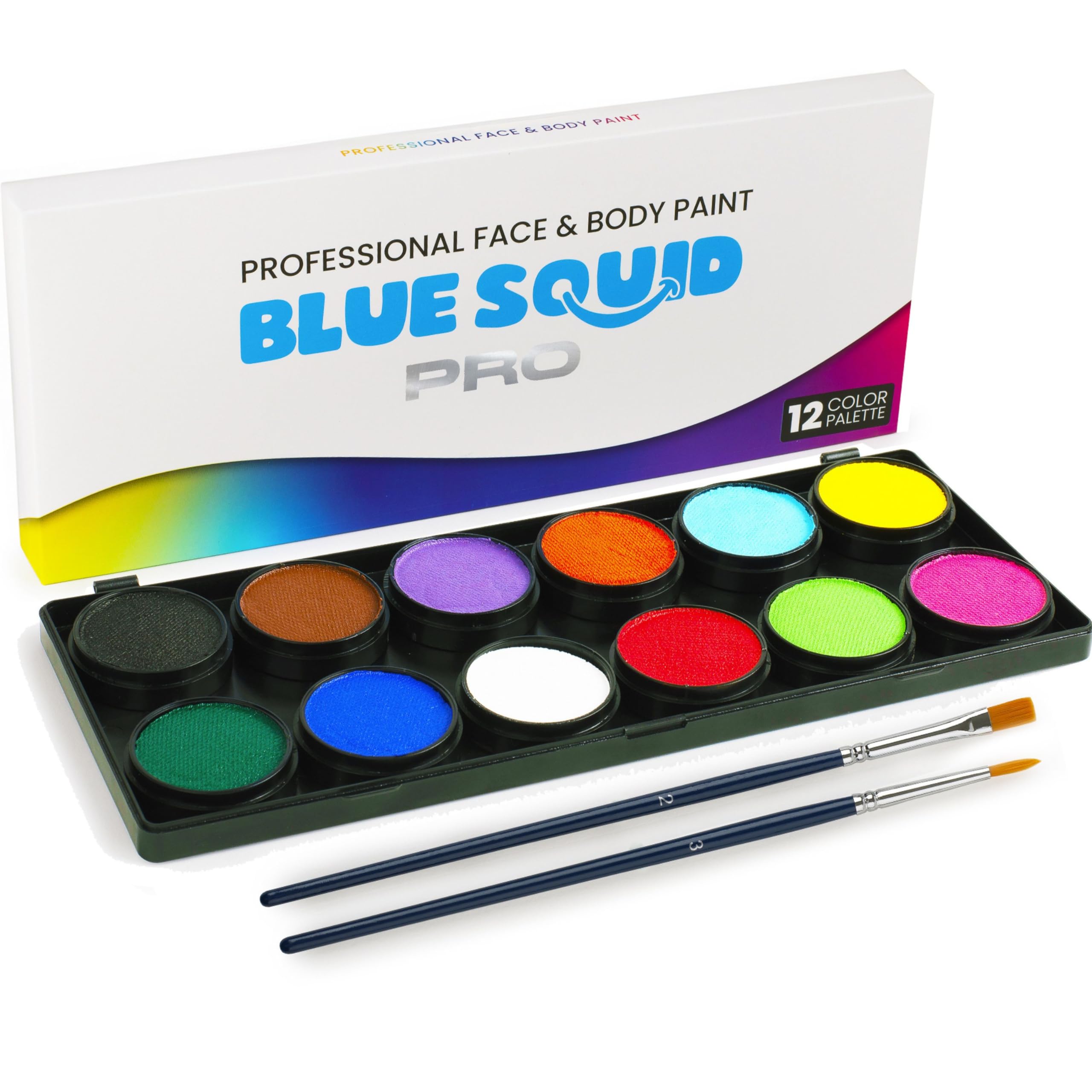 Bluesquid Pro Face & Body Paint – profesionální paleta 12 barev