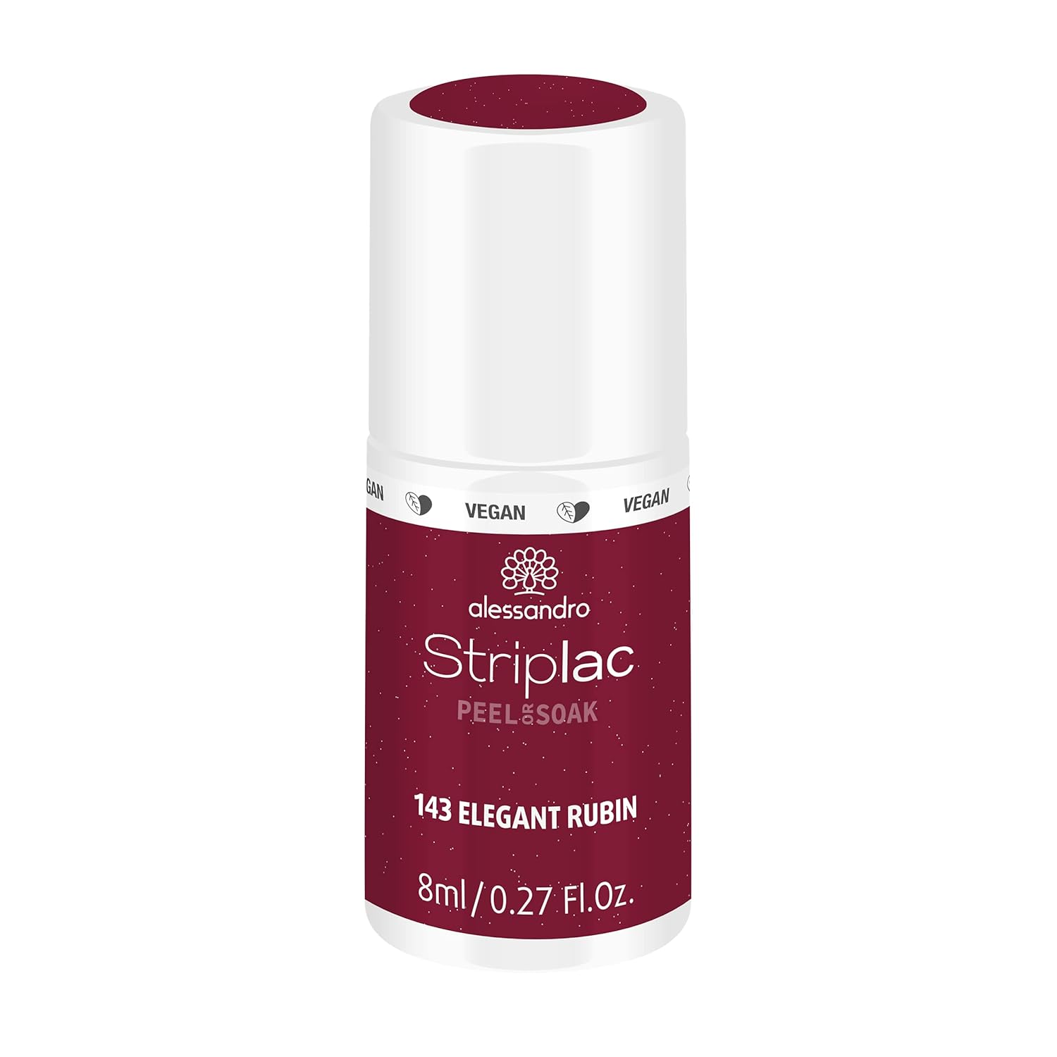 Alessandro Striplac Peel or Soak 143 Elegant Ruby – veganský LED lak na nehty 8 ml