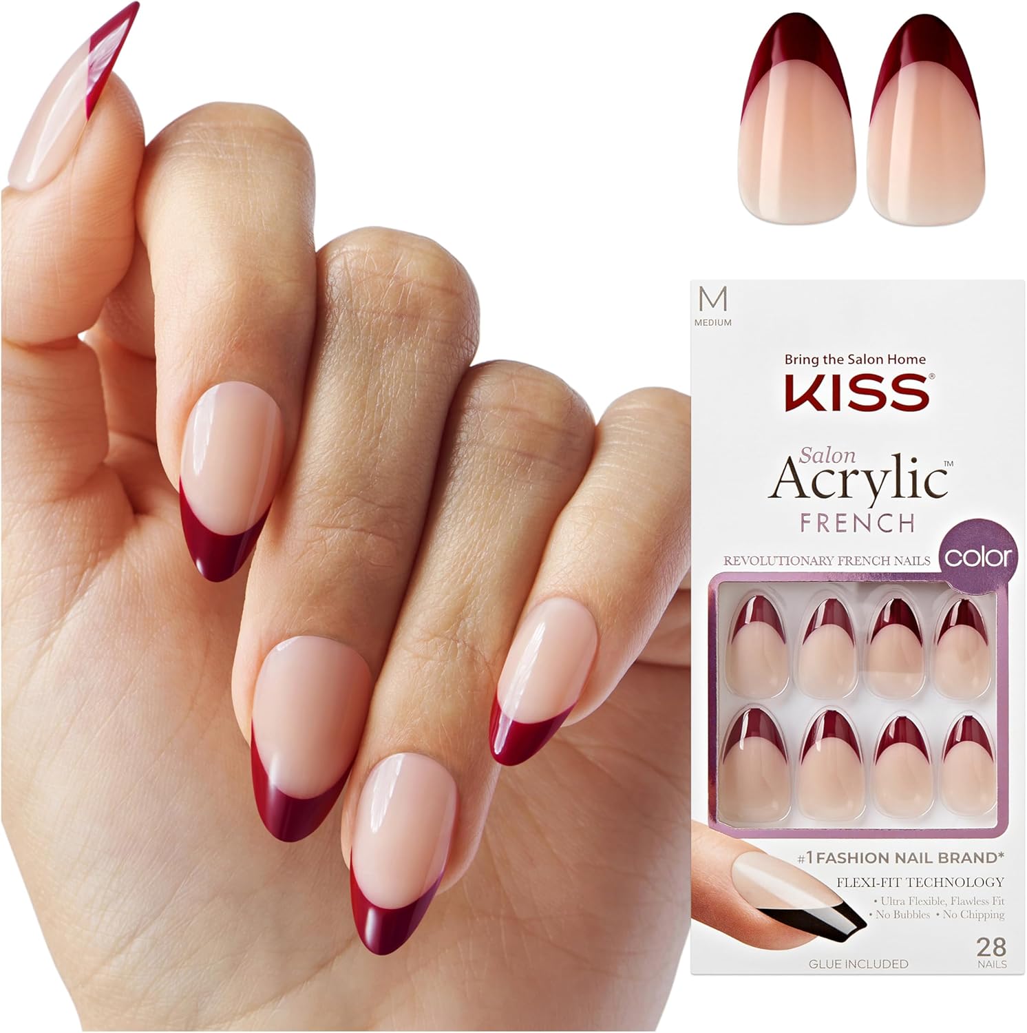 Levně KISS Salon Acrylic Press-On Nails – Catchy Purple, Medium Almond (28 ks)