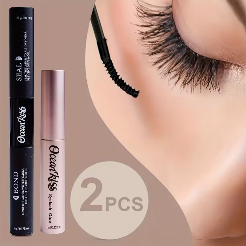 OceanKiss Lash Bond & Seal + Eyelash Glue – sada pro aplikaci umělých řas (2 ks)