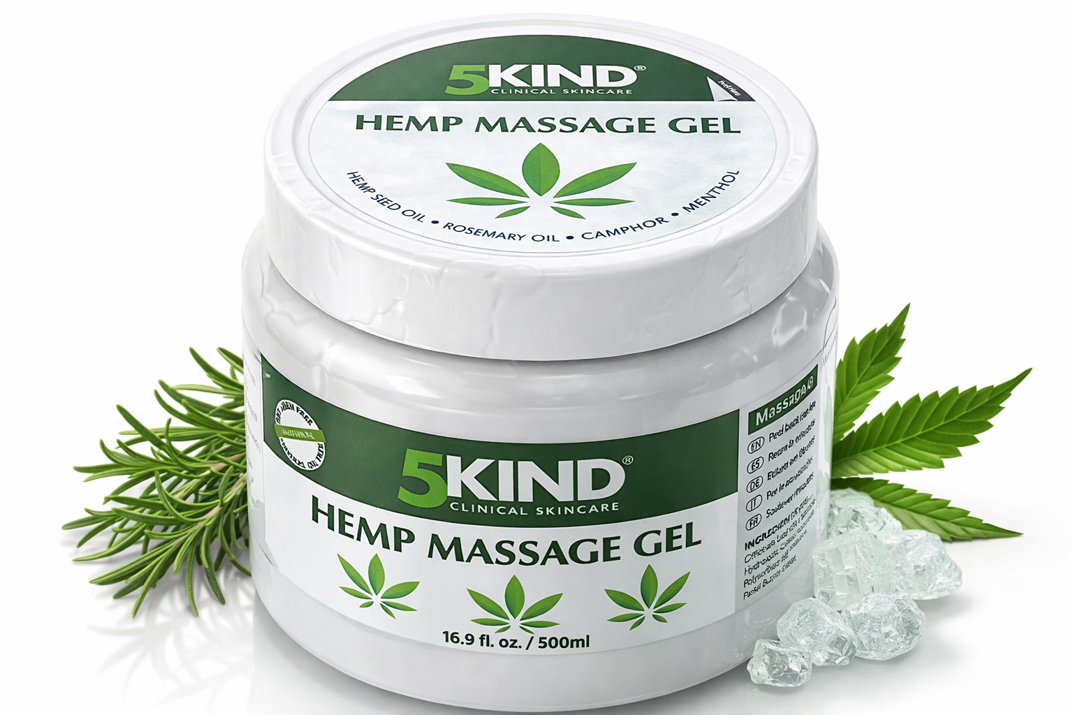 5kind clinical skincare 5KIND Hemp Massage Gel – masážní gel s konopným olejem (500 ml)