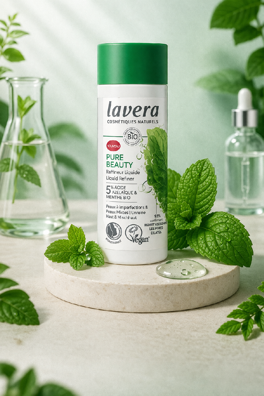 Lavera Pure Beauty Liquid Refiner – pleťový exfoliační toner s kyselinou azelaovou (100 ml)