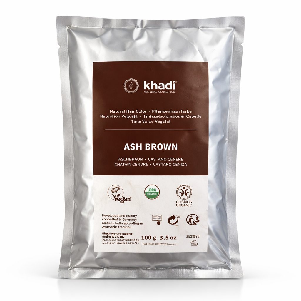 Khadi – Přírodní barva na vlasy Ash Brown (Popelavě hnědá), 100 g