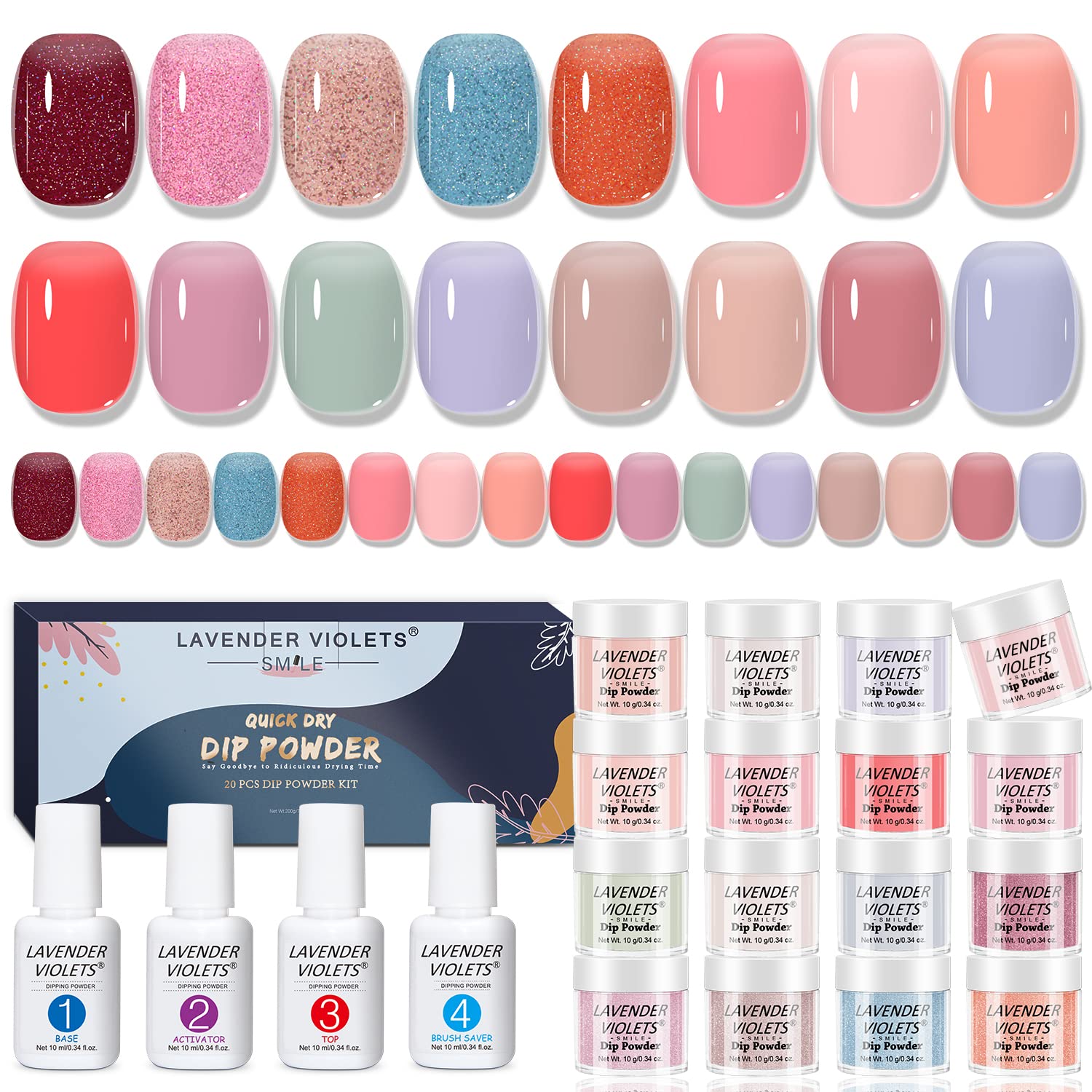 Lavender Violets 20 ks Dip Nails Powder Starter Kit