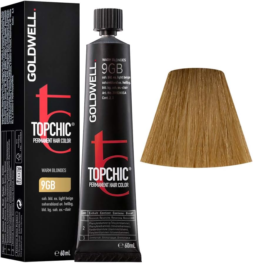 Goldwell – Topchic Permanent Hair Color 9GB (světlá béžová blond), 60 ml exp.3/26
