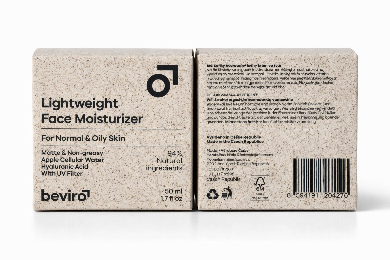 Beviro. Beviro Lightweight Face Moisturizer – lehký pleťový krém pro normální a mastnou pleť, 50 ml (EXP 03/2026)