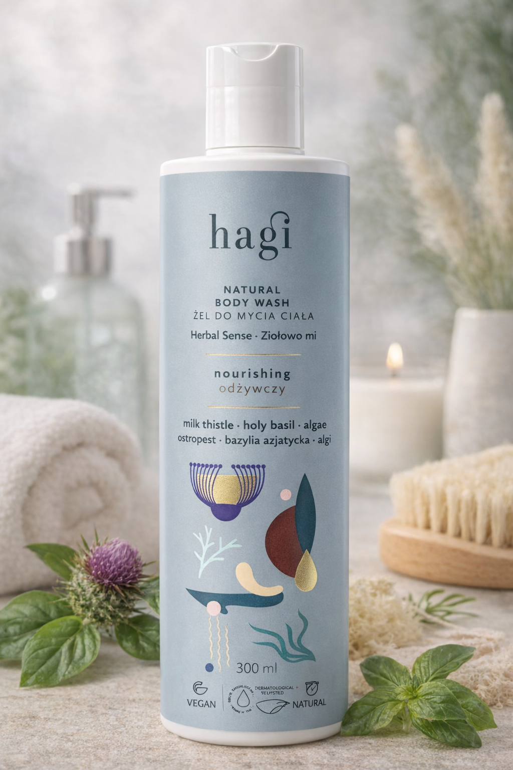 Hagi Herbal Sense Hagi Natural Body Wash Herbal Sense – přírodní sprchový gel 300ml, exp. 08/26