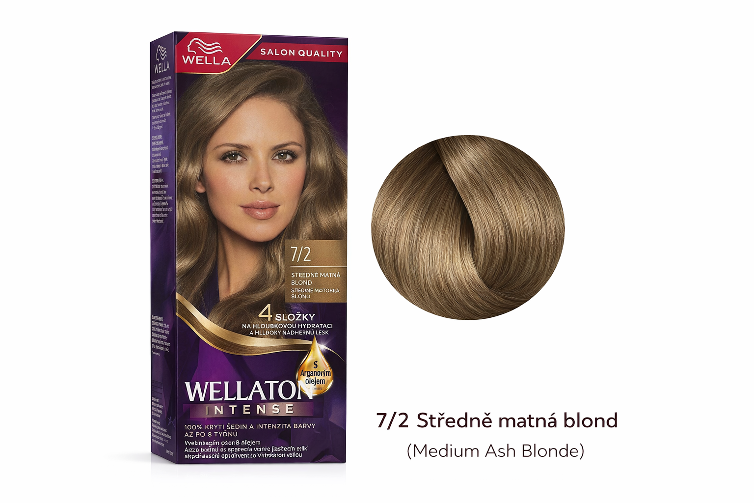 Wella Wellaton Intense 7/2 – středně matná blond (permanentní barva na vlasy) Exp.: 02/26