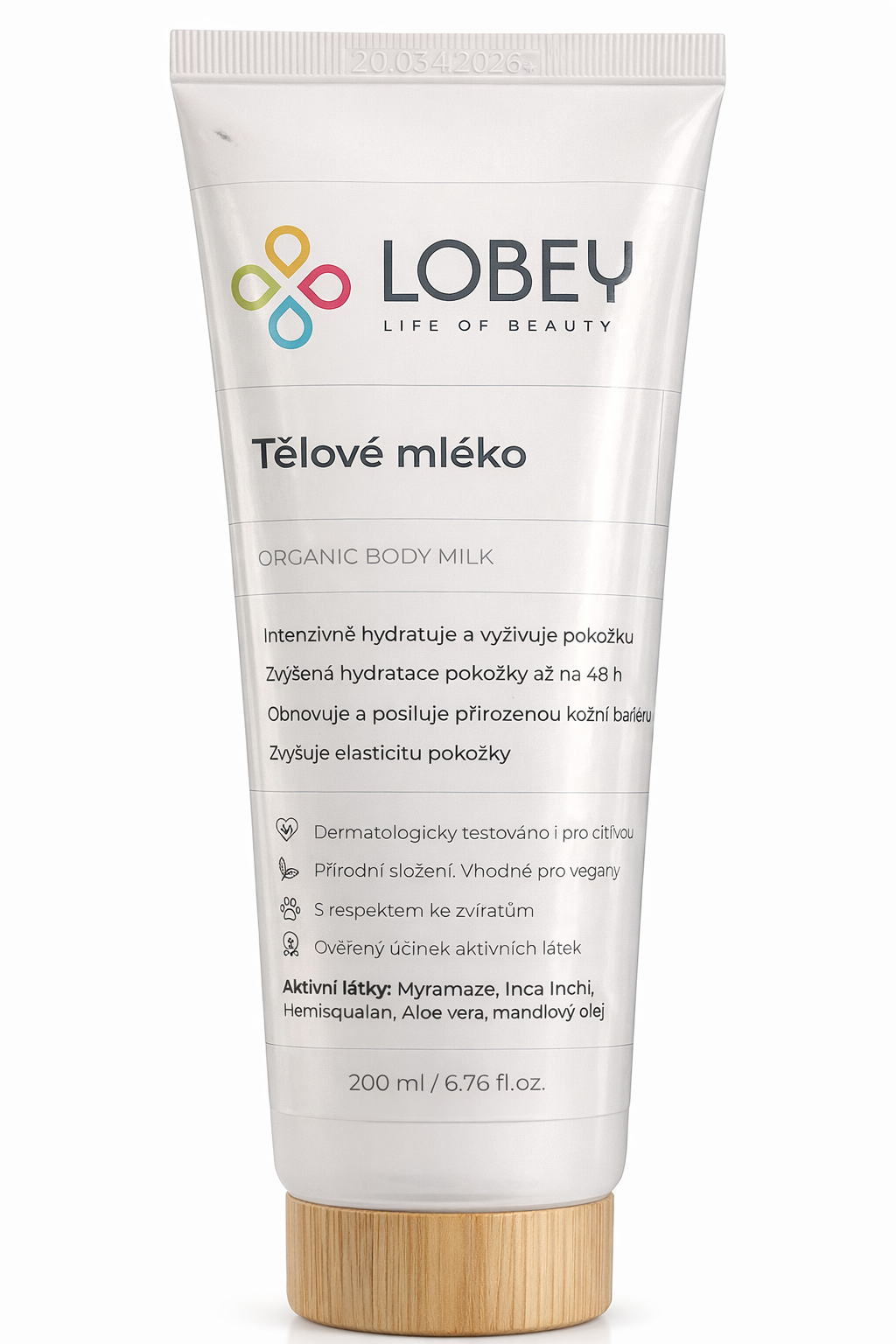 LOBEY Tělové mléko – Organic Body Milk 200 ml EXP.: 03/26