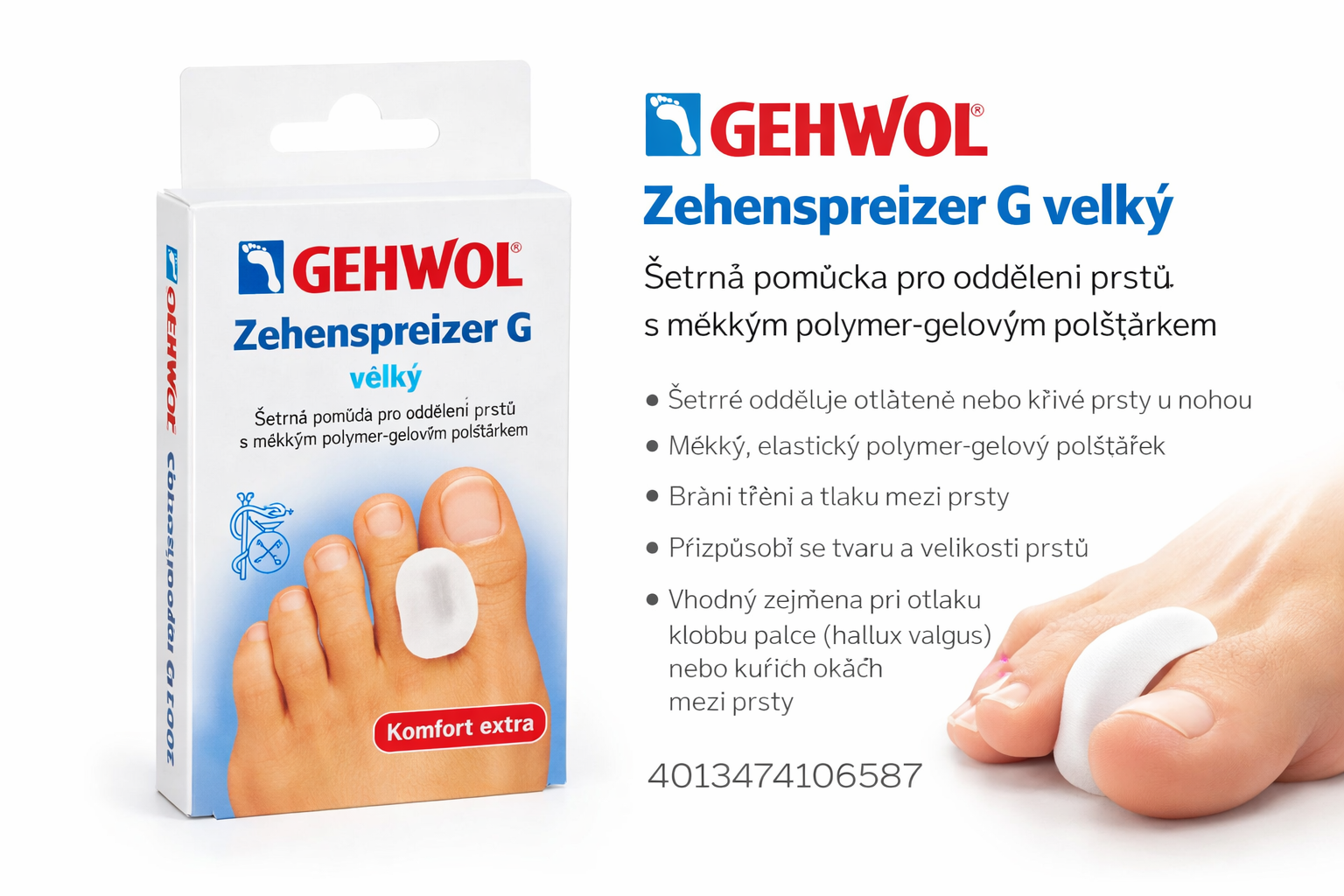 GEHWOL Zehenspreizer G - Roztažovač prstů, velký (Polymer-Gel)