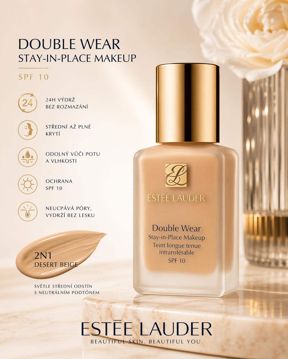 Estée Lauder Double Wear Stay-in-Place Makeup SPF 10 – odstín 2N1 Desert Beige 30ml