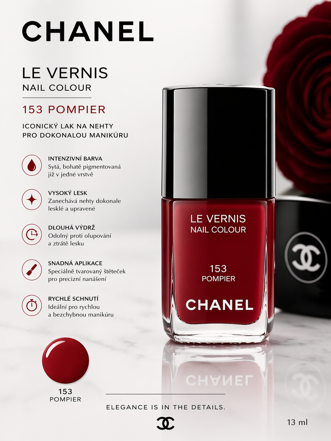 Chanel Le Vernis Nail Colour – odstín 153 Pompier 13ml