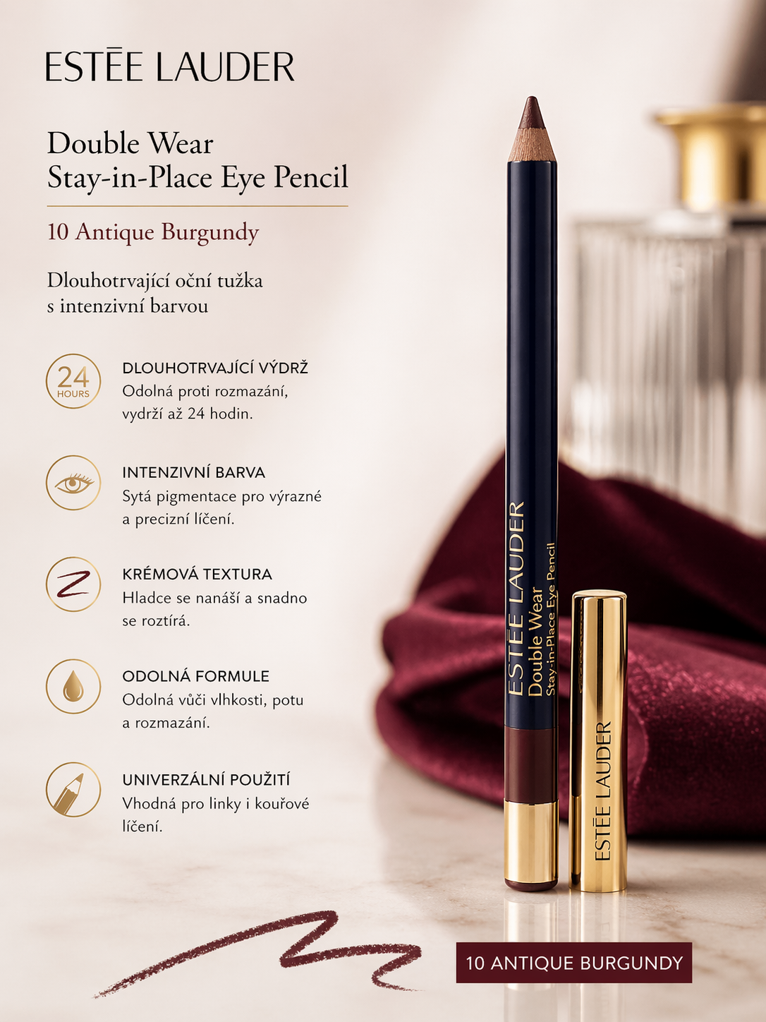 Estée Lauder Double Wear Stay-in-Place Eye Pencil – odstín 10 Antique Burgundy