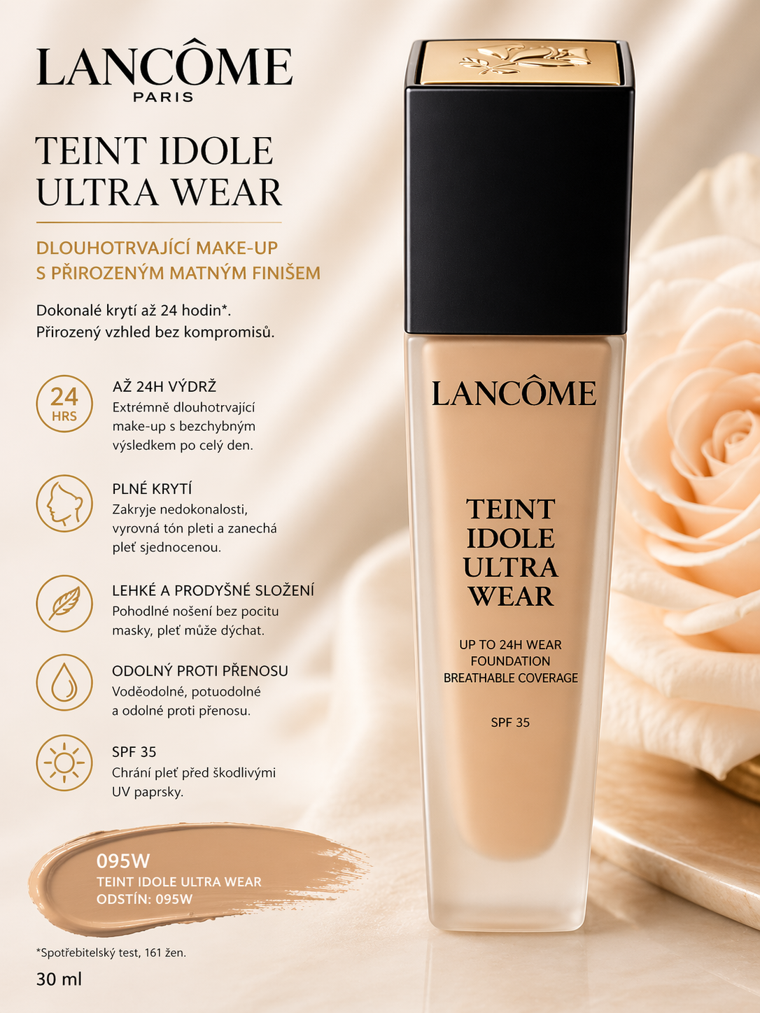 Lancôme Teint Idole Ultra Wear SPF 35 – dlouhotrvající make-up – odstín 095W 30ml