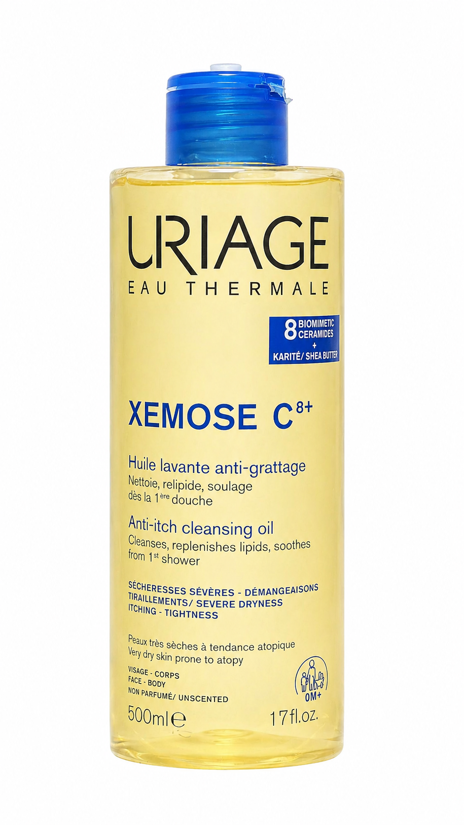 URIAGE Xémose Cleansing Oil C8+, 500 ml, (poškozený aplikátor)
