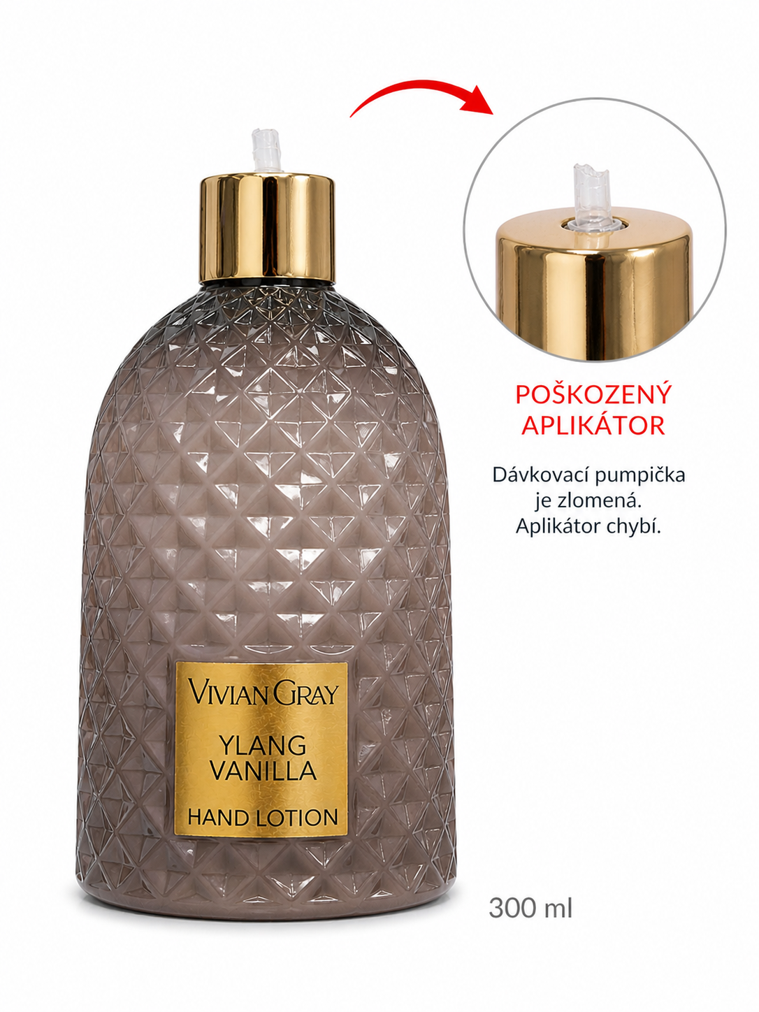 Vivian Gray Ylang Vanilla – hydratační krém na ruce, 300 ml (poškozený aplikátor)