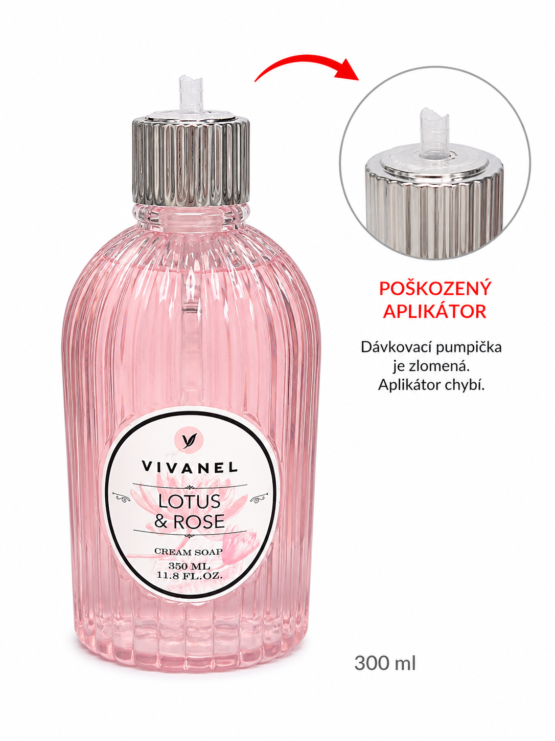 Levně Vivian Gray Vivanel Lotus & Rose – tekuté krémové mýdlo, 350 ml (poškozený aplikátor)