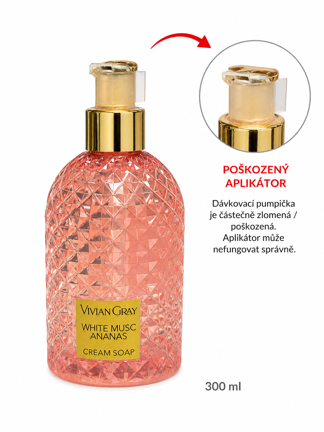 Levně Vivian Gray White Musk & Ananas – krémové tekuté mýdlo, 300 ml (poškozený aplikátor)