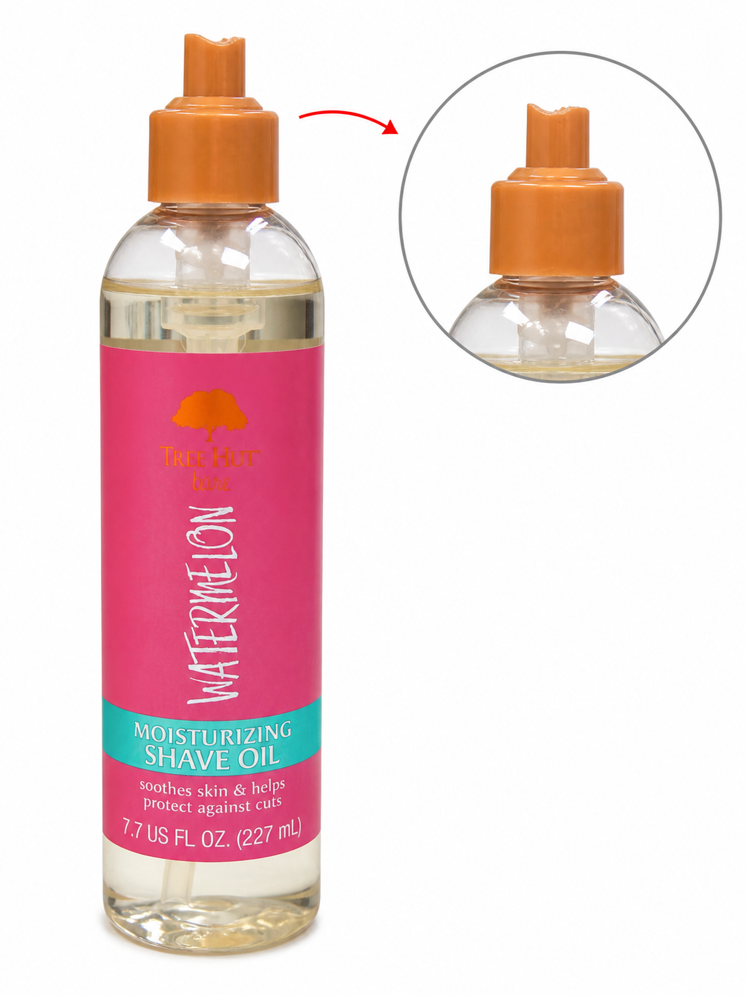 Levně Tree Hut Watermelon – hydratační olej na holení, 227 ml (poškozený aplikátor)