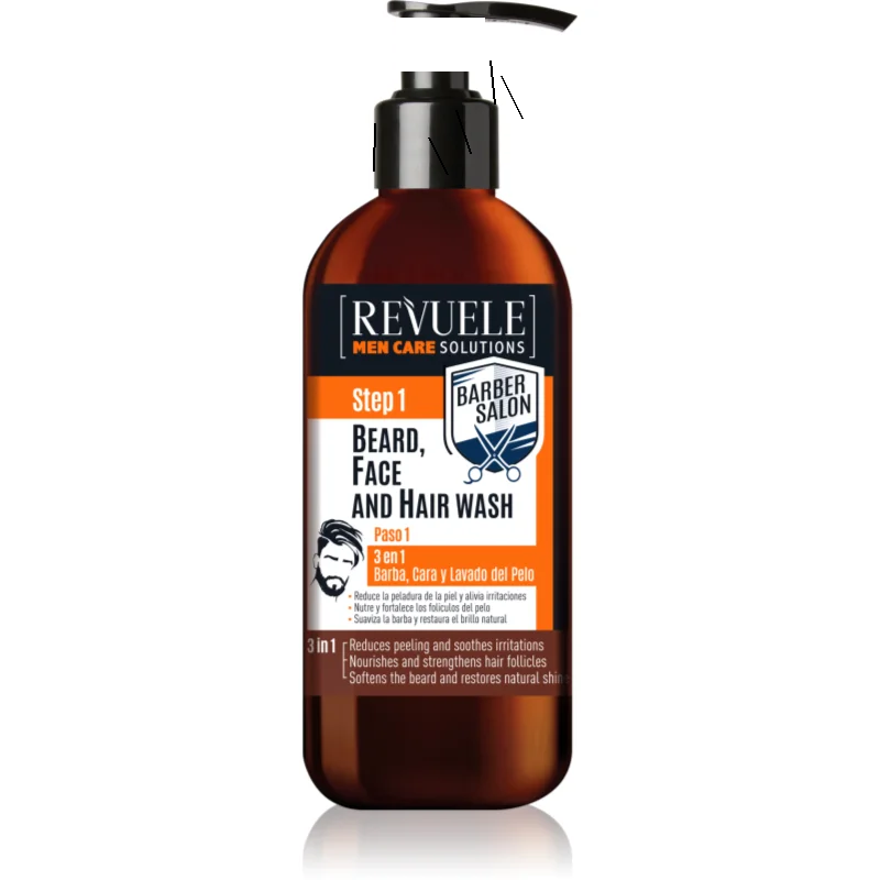 Levně Revuele Men Care Solutions Barber Salon Step 1 mycí přípravek pro vousy, poškozený aplikátor) obličej i vlasy. (