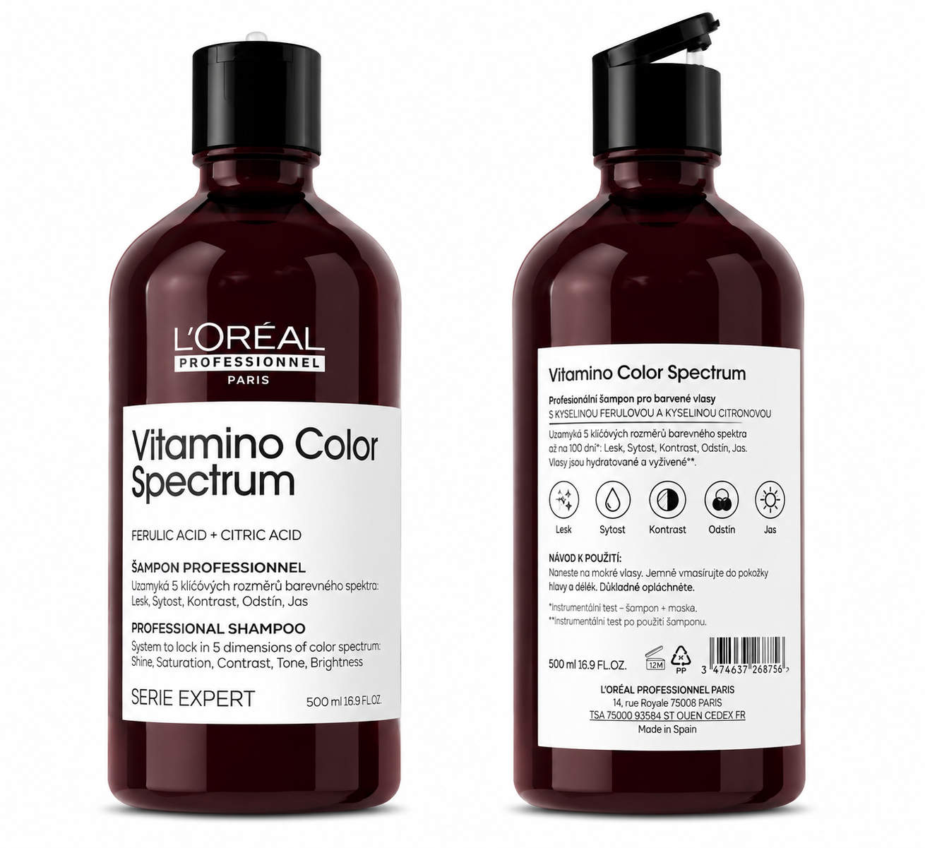 Levně L'Oréal Professionnel Vitamino Color Spectrum Šampón pro vlasy barvené 500ml (poškozený aplikátor)