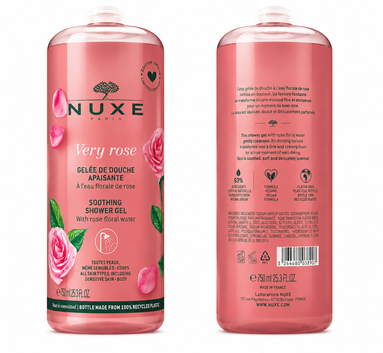 Nuxe Very Rose Sprchový Gel 750ml (poškozený aplikátor)