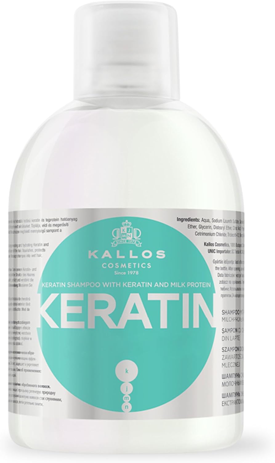 Levně Kallos Keratin Šampon na vlasy 1000 ml Regenerace a ochrana