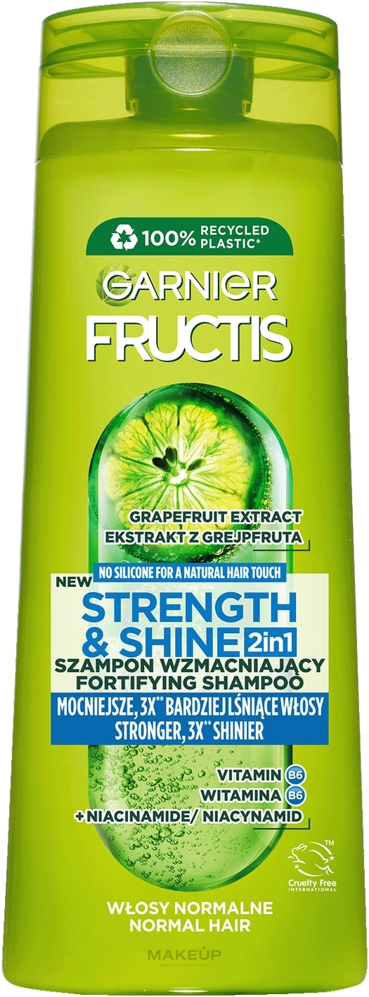 Levně Garnier Fructis Strength & Shine Posilující šampon pro všechny typy vlasů bez lesku a síly, 400 ml