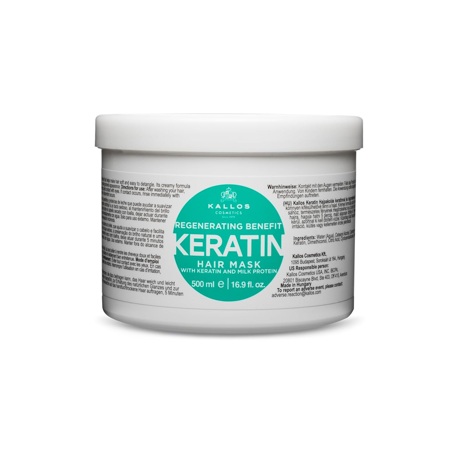 Levně KALLOS KJMN Keratin Hair Mask 500 ml – hydratační keratinová maska na suché vlasy