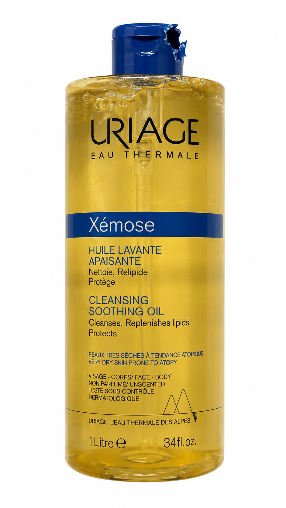 Uriage Xémose Cleansing Soothing Oil 1 l – mycí olej pro velmi suchou pokožku (poškozený aplikátor)