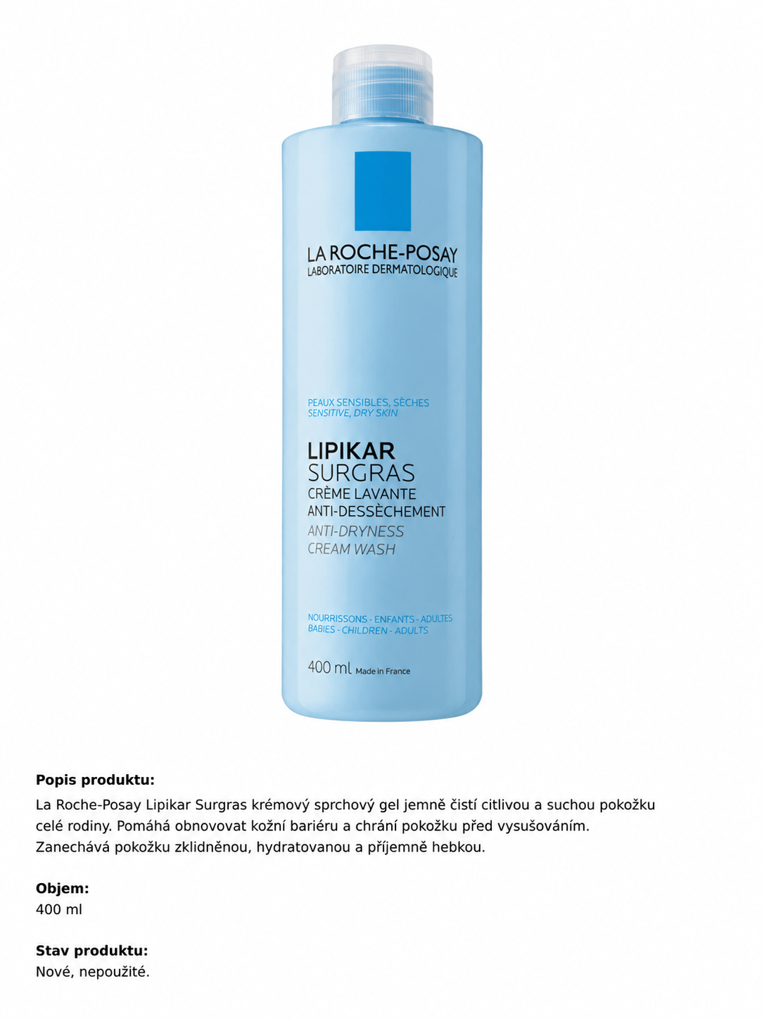 LA ROCHE-POSAY LIPIKAR Surgras mycí gel 400ml