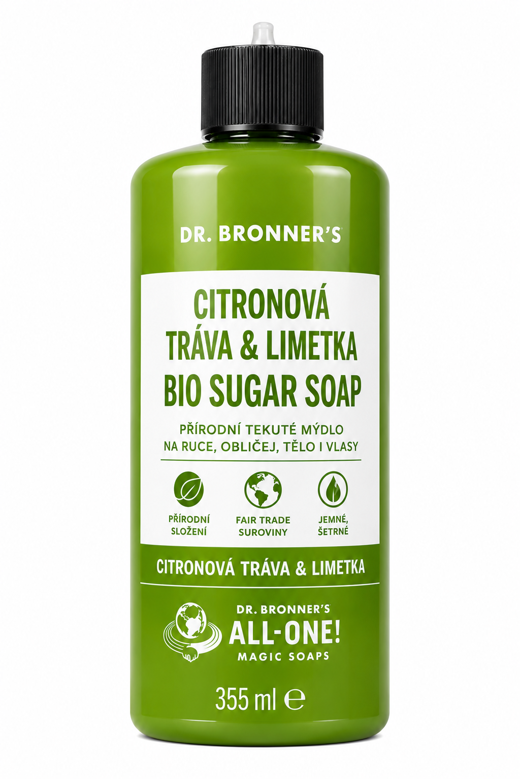 Dr. Bronner's Dr. Bronner’s Bio Sugar Soap Citronová tráva & Limetka 355 ml (poškozený aplikátor)