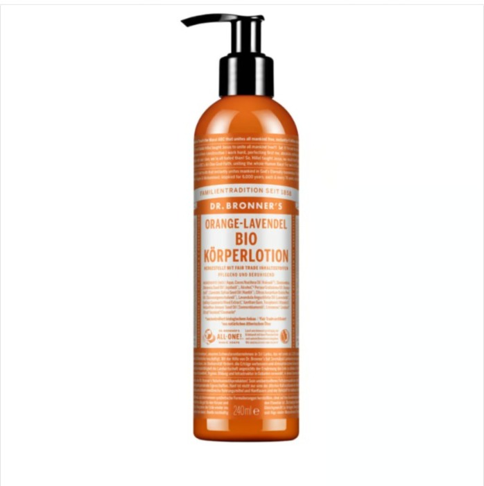 Organické tělové mléko Dr. Bronner's – pomeranč a levandule, 240 ml