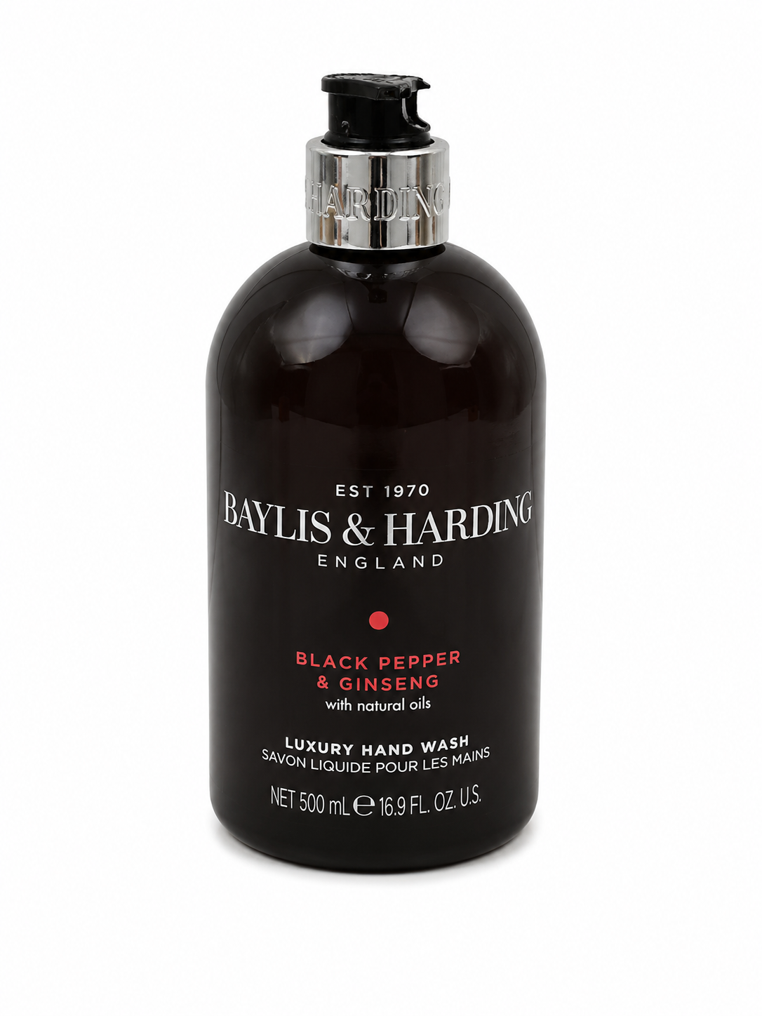 Baylis & Hardin Baylis & Harding Black Pepper & Ginseng Luxury Hand Wash 500 ml (poškozený aplikátor)