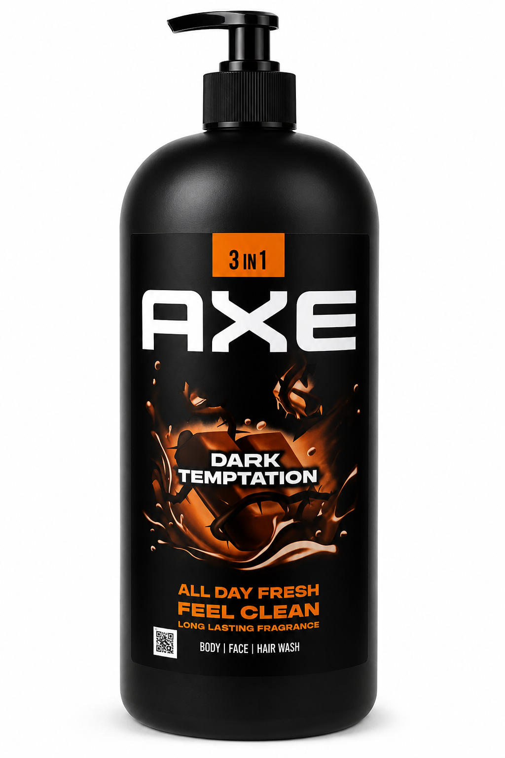 AXE Dark Temptation 3v1 sprchový gel na tělo, obličej a vlasy, 900 ml (poškozený aplikátor)