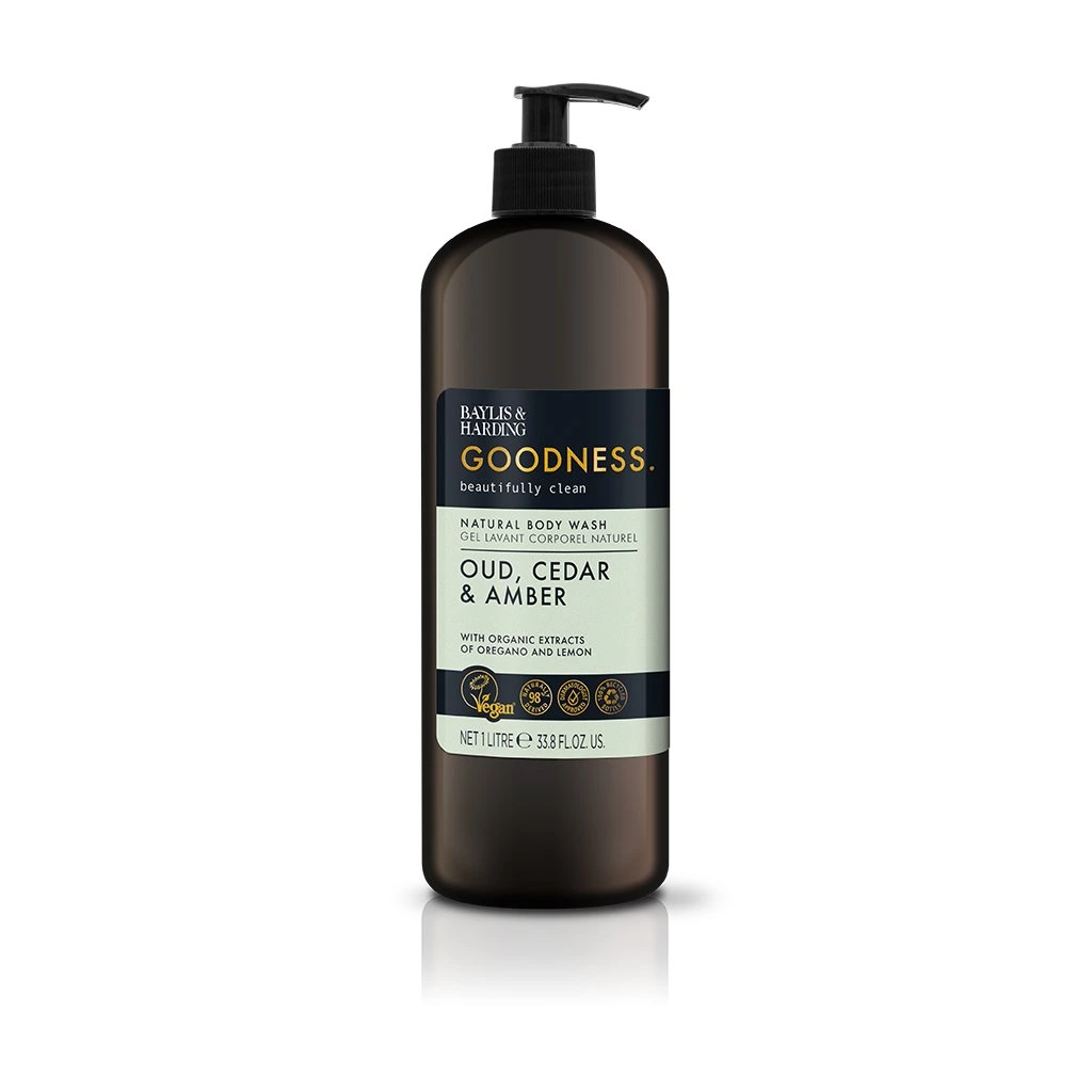 Baylis & Hardin Baylis & Harding Goodness Oud, Cedar & Amber sprchový gél 1 L,(poškozený aplikátor)