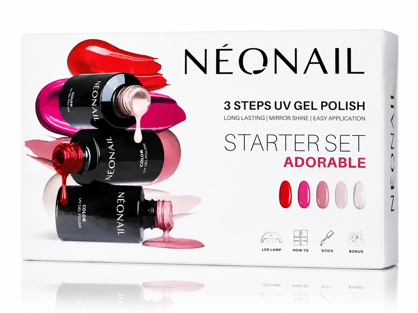 NEONAIL Adorable Starter Set – sada na gel lak manikúru s LED lampou 21W/48 Datum spotřeby: 08/26