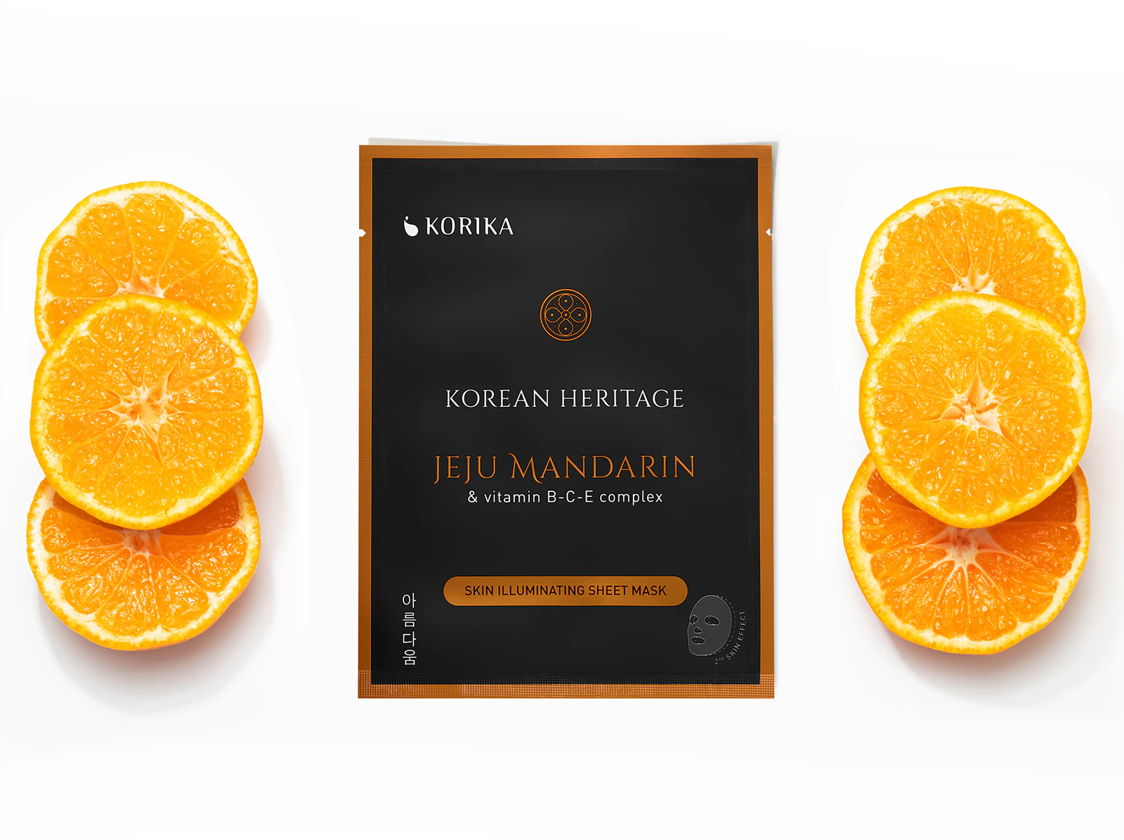 KORIKA Korean Heritage Sheet Masks JEJU mandarin vitamin B - C - E complex skin illuminating sheet mask