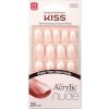 Kolekce akrylových nehtů KISS Salon French Nude, elegantní, středně dlouhé umělé nehty v tělové barvě, obsahuje 28 umělých nehtů, lepidlo na nehty, pilník na nehty a manikúrní tyčinku (balení se může lišit)
