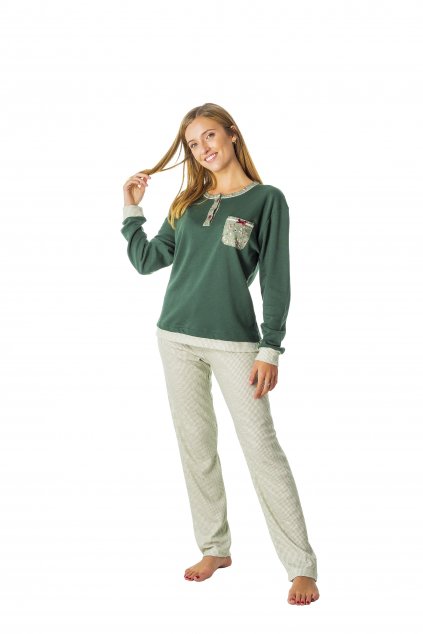 Pyžamo Lena s kapsičkou zelené