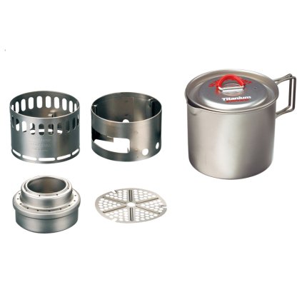 Evernew titanový Appalachian Set - vařič, závětří, kotlík (ECA538)