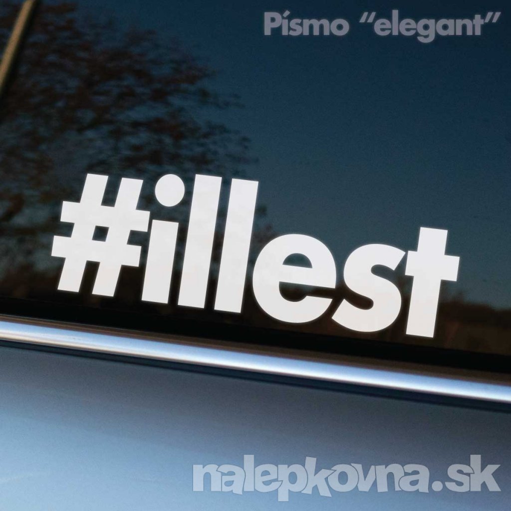 Na fotografii je nálepka s nápisom „#illest“ v jednoduchom a elegantnom písme, nalepená na okne auta so sivou karosériou. Tento dizajn, aj napriek svojej minimalistickej forme, vyjadruje výnimočnosť a sebavedomie. Slovo „illest“ symbolizuje niečo extrémne štýlové a najlepšie z najlepších, čo robí túto nálepku ideálnym doplnkom pre tých, ktorí chcú zdôrazniť svoj moderný a trendový vkus. Perfektný pre milovníkov automobilovej kultúry, ktorí oceňujú čistý a decentný vzhľad s jasným odkazom.