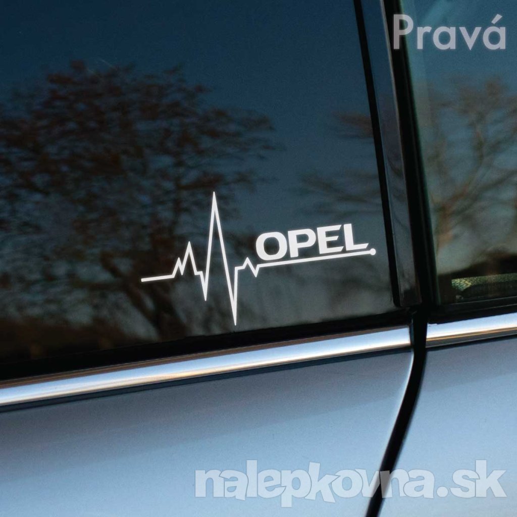 Nálepka na auto s nápisom "OPEL" a grafickým zobrazením EKG vlny je nalepená na pravom bočnom okne strieborného vozidla Opel. Táto elegantná a výrazná nálepka pridáva autu jedinečný vzhľad a je ideálna pre fanúšikov značky Opel, ktorí chcú svojmu vozidlu dodať osobitý štýl. S rozmazanou prírodnou scenériou v pozadí, nálepka vyniká a zdôrazňuje dynamiku a pohyb, ktoré sú charakteristické pre vozidlá Opel. Perfektný doplnok pre tých, ktorí hľadajú originálny a štýlový dizajn pre svoje auto Opel.