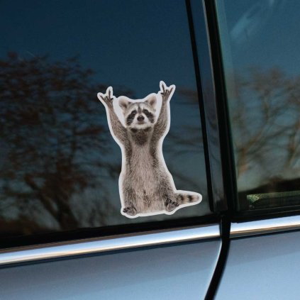 Tlačená nálepka s realistickým motívom mývala so zdvihnutými labkami, detailné spracovanie a vtipný výraz postavy.