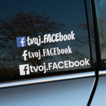 Plotrovaná nálepka, tri štýlové varianty nápisu tvoj.FACEbook s ikonickým logom, vyrezané do presných a čistých línií.