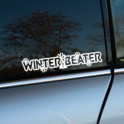 Plotrovaná nálepka WINTER BEATER – Hrubý font doplnený o snehové vločky, vhodná pre autá používané v zimnej sezóne.