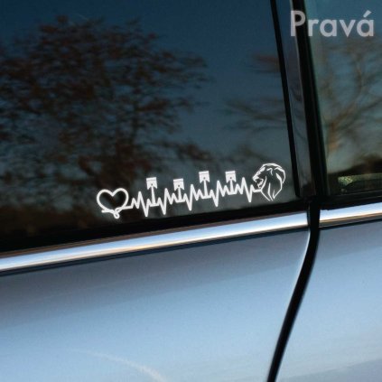 Nálepka s EKG motívom a novým logom Peugeot, ideálna na pravú stranu auta.