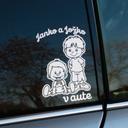 Nálepka Deti v aute Bratia v aute vlastný text white