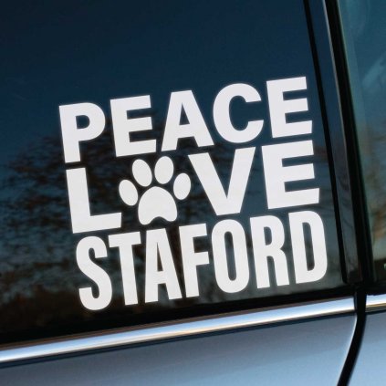 Nálepka Peace Love Staford