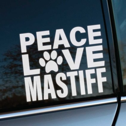 Nálepka Peace Love Mastiff